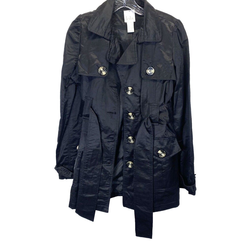 Lola Women Medium Cotton Blend 4 Button Lined Trench Style Belted Jacket RN80734